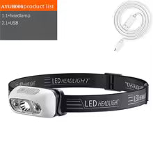 500 Lumen USB Rechargeable Headlamp Motion Sensor Bright LED